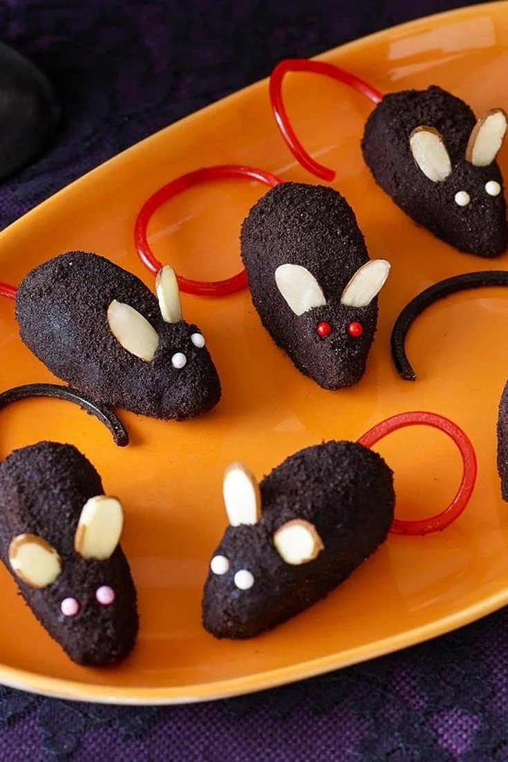 Adorable chocolate mice treats decorated for parties and special occasions