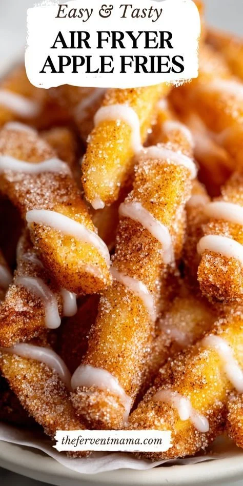 Delicious Air Fryer Apple Fries served with dipping sauce