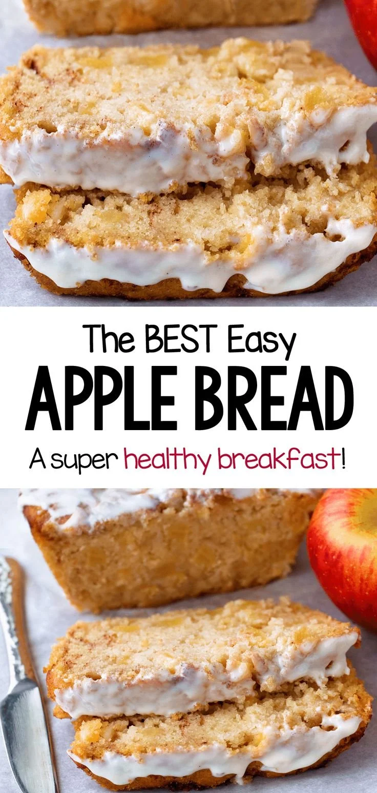 Healthy homemade apple bread loaf with fresh apples and spices