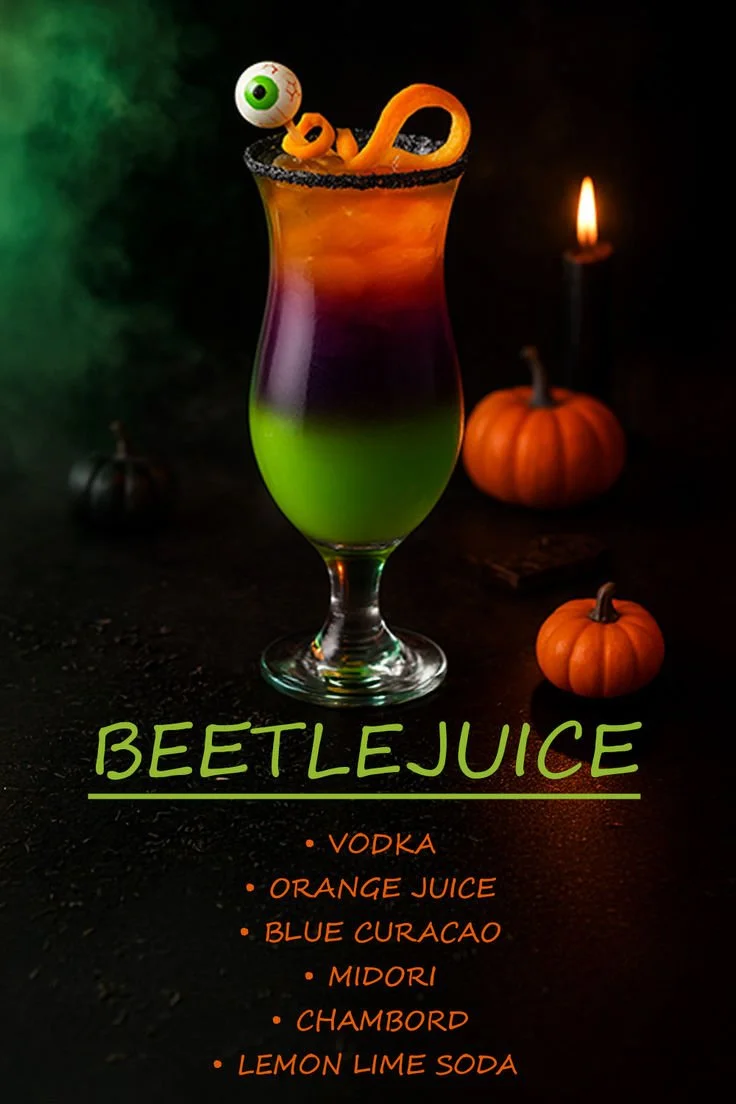 A dynamic scene from Beetlejuice featuring the iconic character and vibrant visuals.
