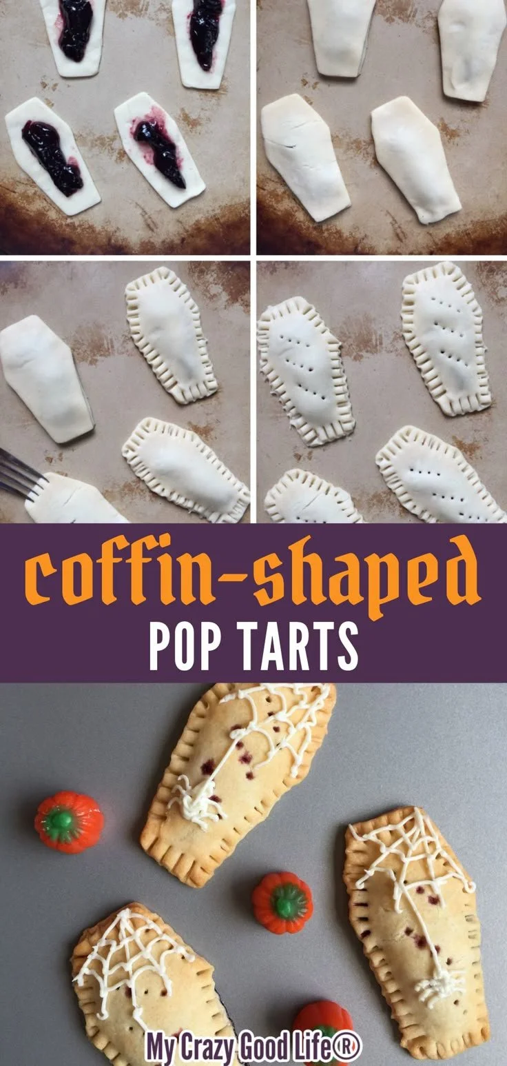 Coffin shaped homemade Pop Tarts for Halloween celebration