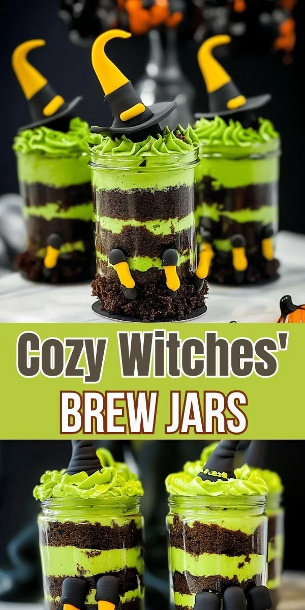 Cozy witches' brew jars filled with magical ingredients for fall festivities