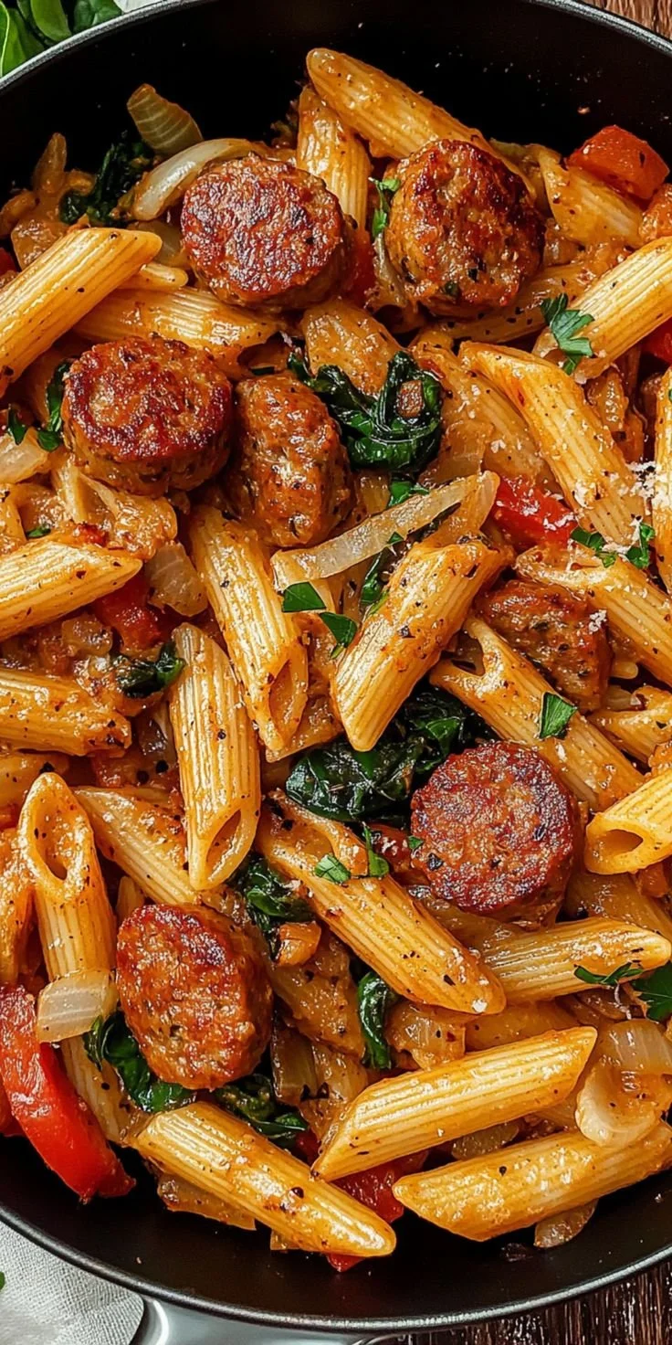 Delicious one pot creamy Cajun sausage pasta served in a bowl