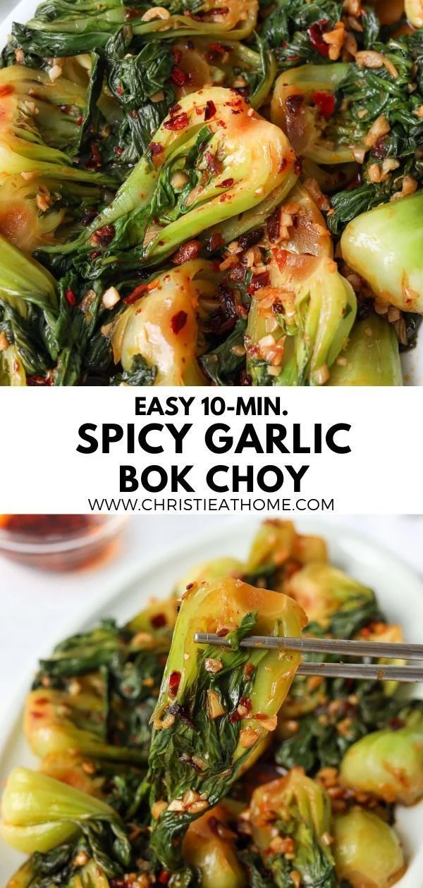 Quick spicy garlic bok choy dish ready in 10 minutes