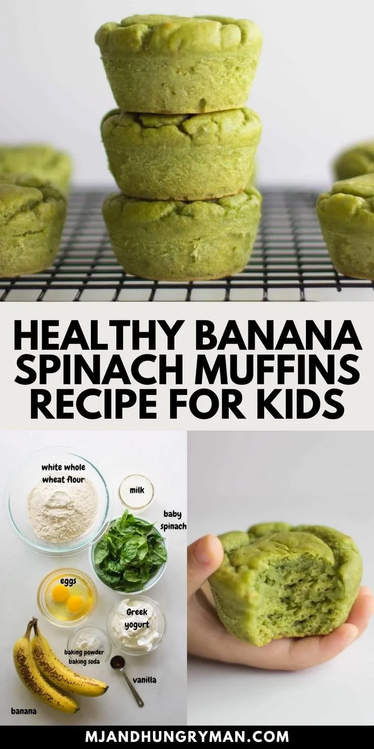 Healthy banana spinach muffins ideal for kids' snacks