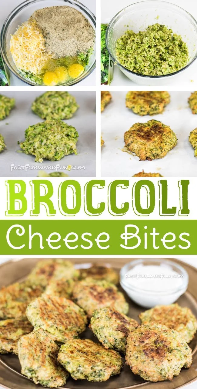 Healthy broccoli cheese bites served as a fun snack for kids in a colorful plate