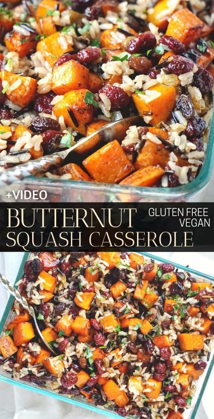 Healthy vegan butternut squash casserole fresh out of the oven
