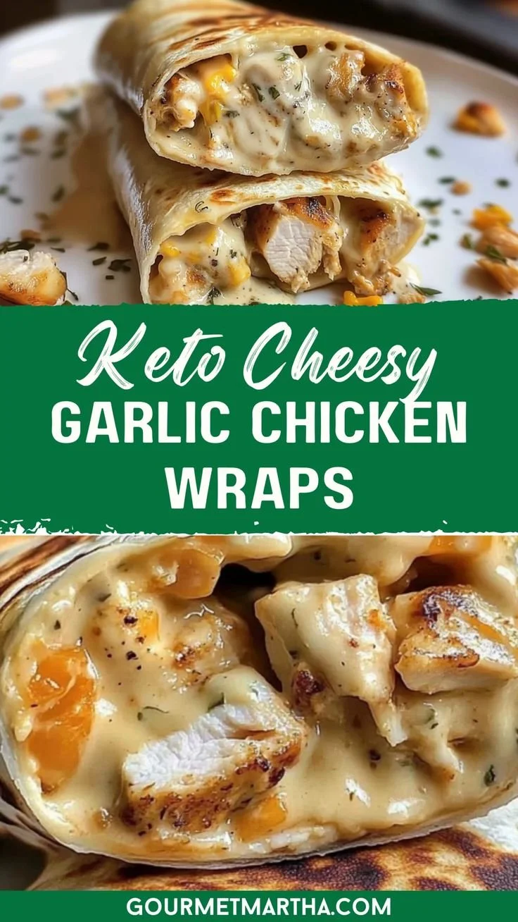 Keto Cheesy Garlic Chicken Wrap with fresh ingredients and melted cheese