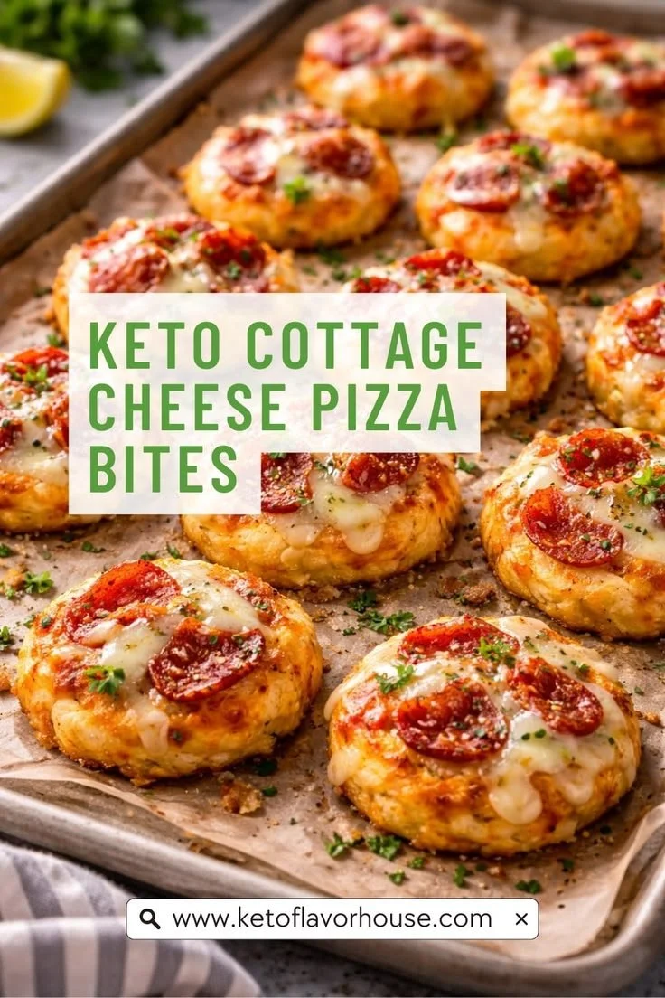 Delicious Keto Cottage Cheese Pizza Bites recipe for a low carb snack