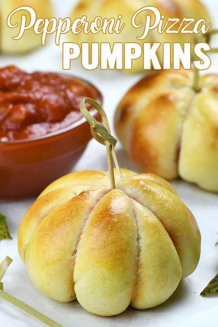 Easy homemade pepperoni pizza pumpkins snack for fall