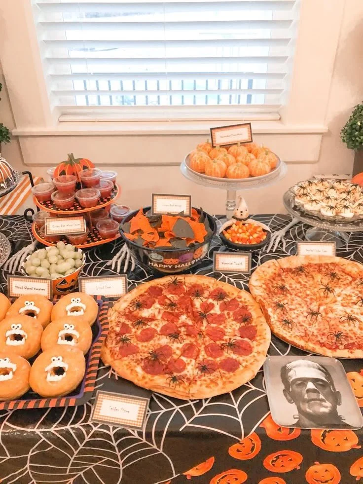 Spooky Halloween themed birthday party with decorations and festive treats