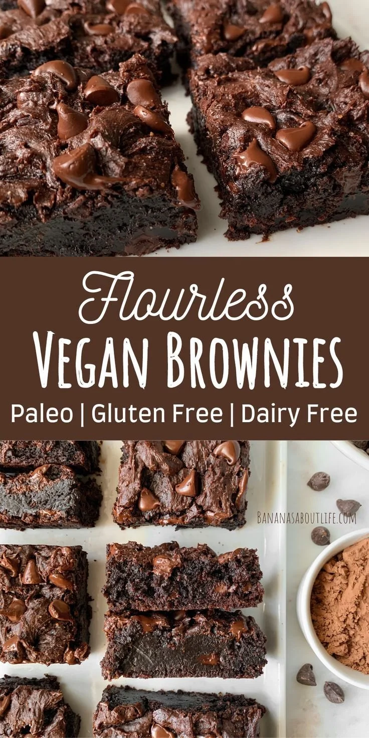 Delicious vegan fudgy brownies that are gluten-free and flourless.