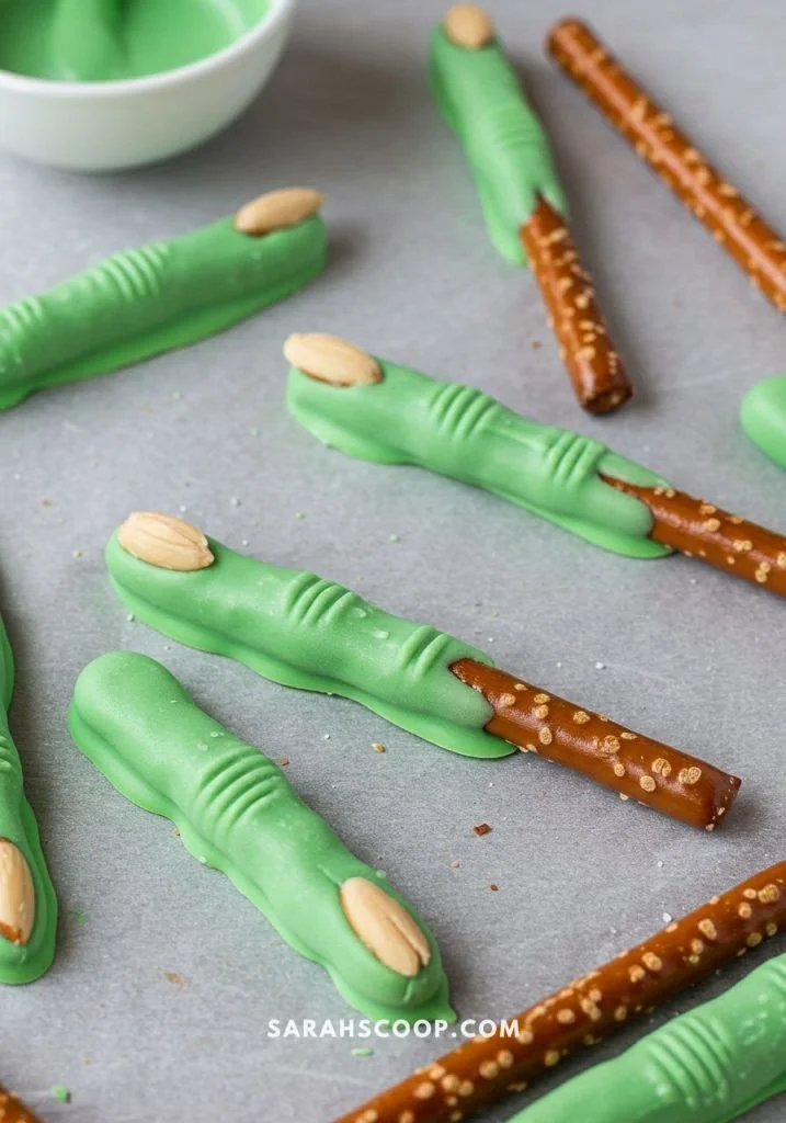 Spooky Witch’s Finger Pretzel Sticks for Halloween treats
